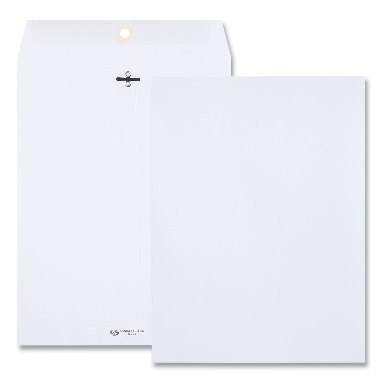 Clasp Envelope, 28 lb Bond Weight Paper, #90, Square Flap, Clasp/Gummed Closure, 9 x 12, White, 100/Box - 