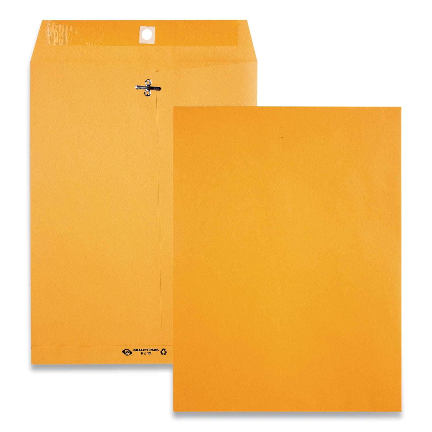 Clasp Envelope, 28 lb Bond Weight Kraft, #90, Square Flap, Clasp/Gummed Closure, 9 x 12, Brown Kraft, 100/Box - 