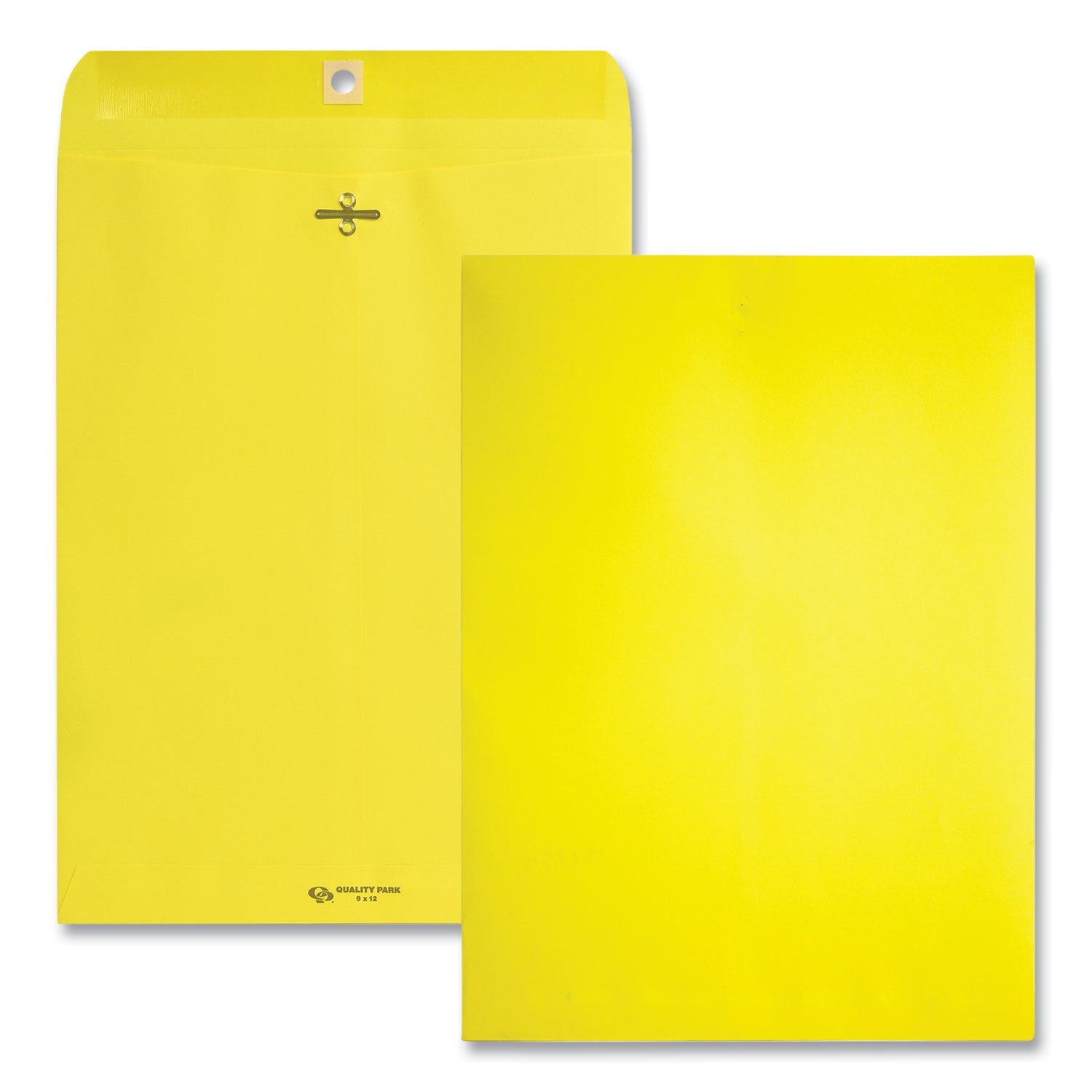 Clasp Envelope, 28 lb Bond Weight Paper, #90, Square Flap, Clasp/Gummed Closure, 9 x 12, Yellow, 10/Pack - 