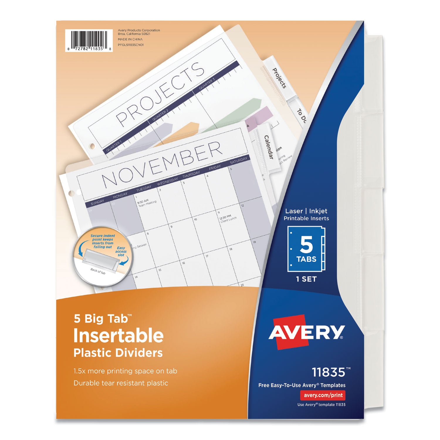 insertable-big-tab-plastic-dividers-5-tab-11-x-85-clear-1-set_ave11835 - 1