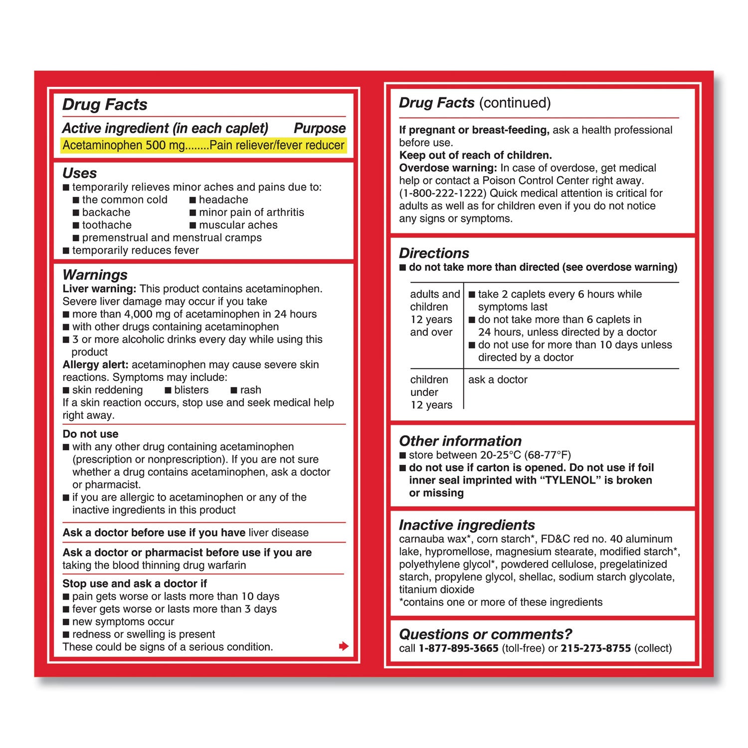 Extra Strength Caplets, Two-Pack, 50 Packs/Box