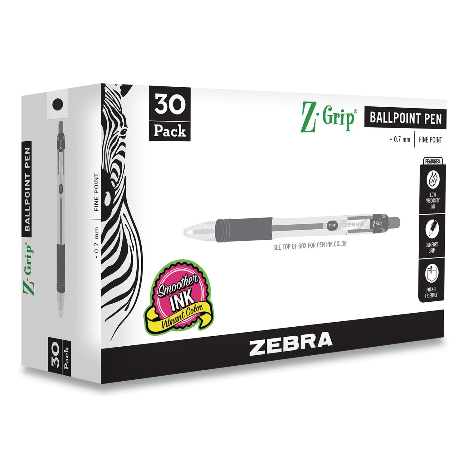 z-grip-ballpoint-pen-retractable-medium-07-mm-black-ink-clear-black-barrel-30-pack_zeb25130 - 2