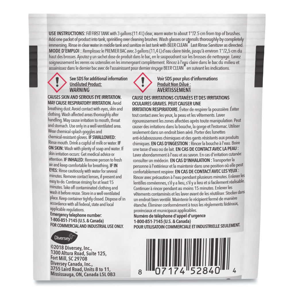 Beer Clean Glass Cleaner, Powder, 0.5 oz Packet, 100/Carton - 