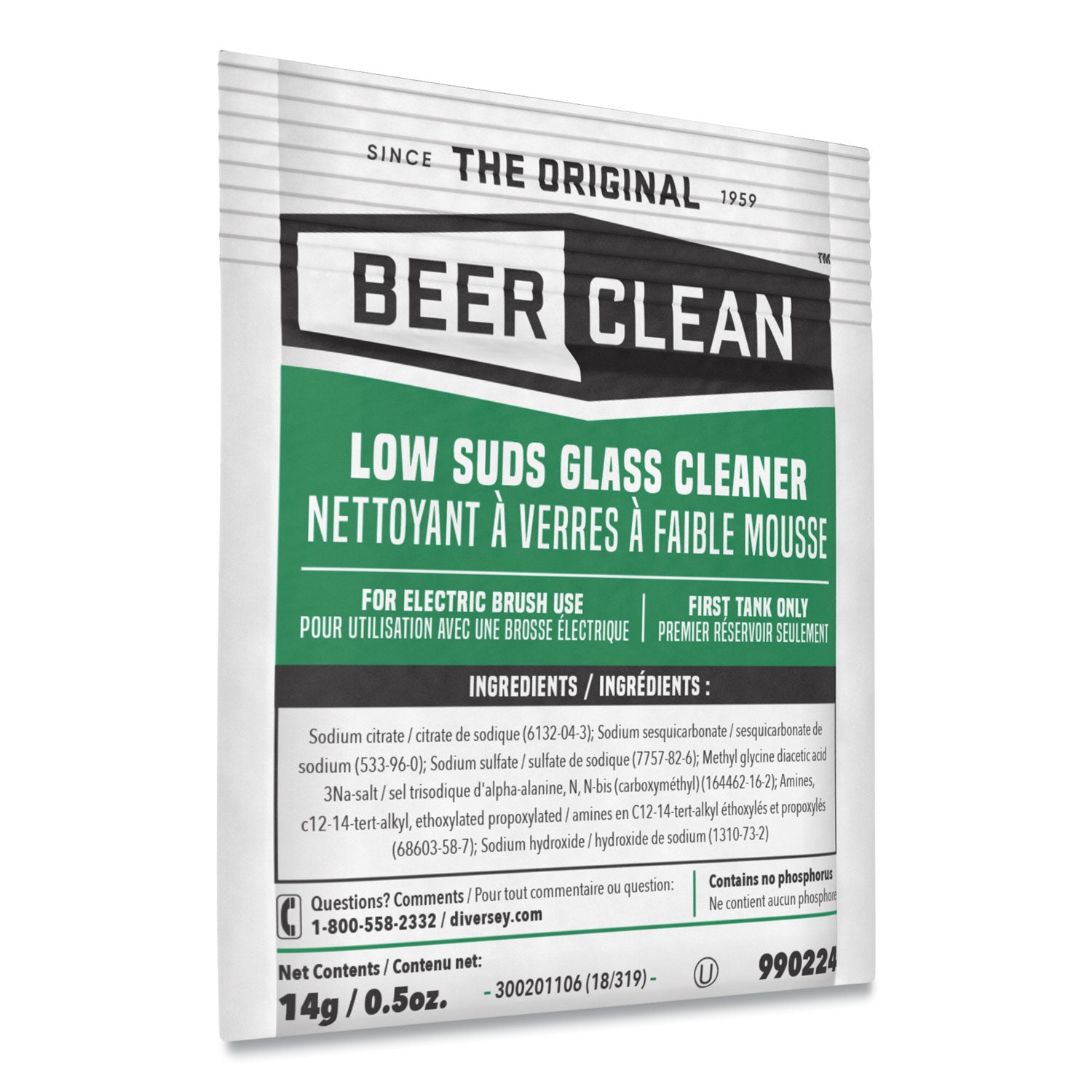 Beer Clean Glass Cleaner, Powder, 0.5 oz Packet, 100/Carton - 