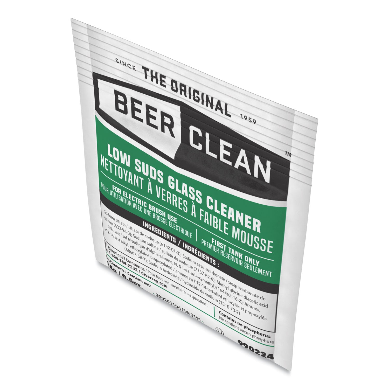 Beer Clean Glass Cleaner, Powder, 0.5 oz Packet, 100/Carton - 