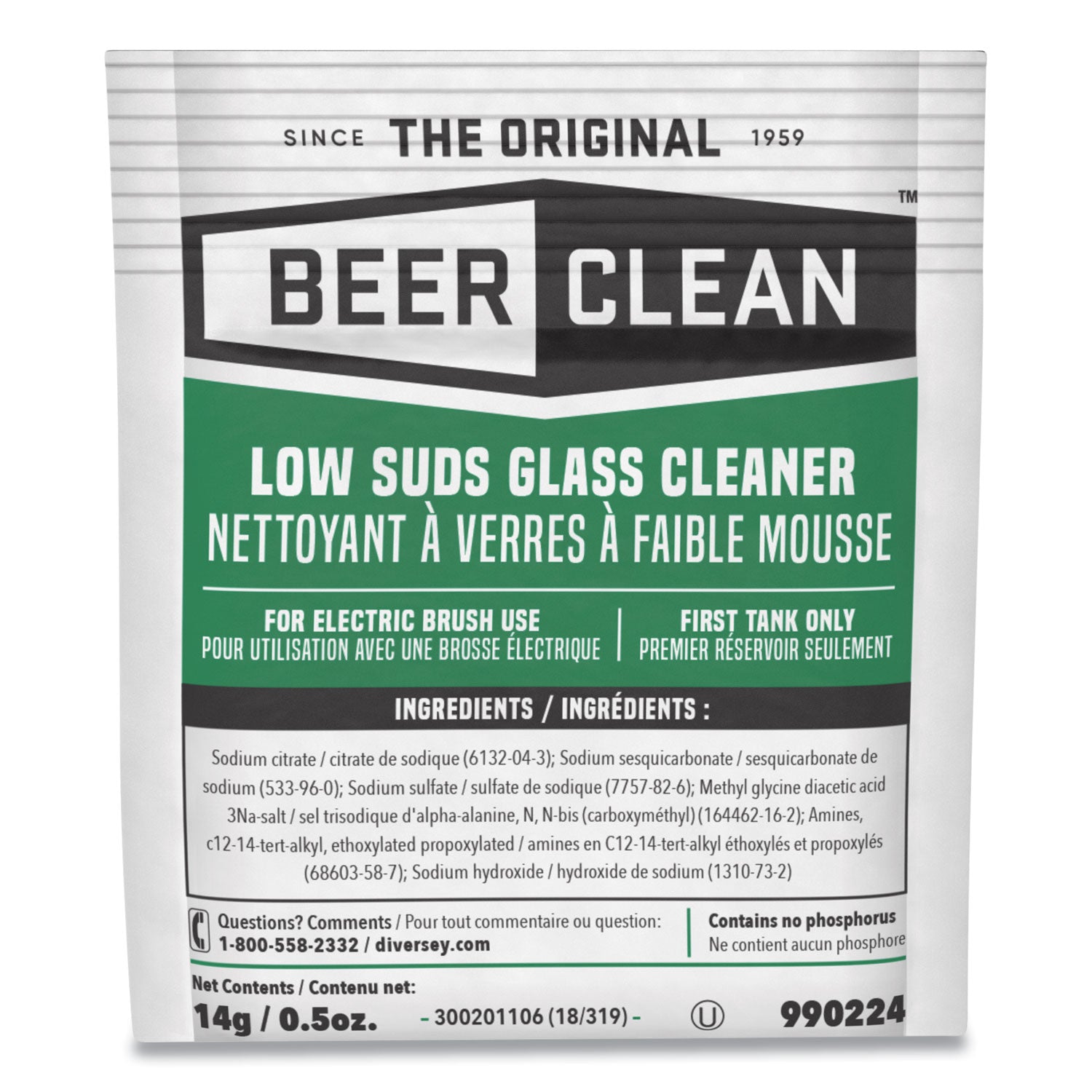 Beer Clean Glass Cleaner, Powder, 0.5 oz Packet, 100/Carton - 