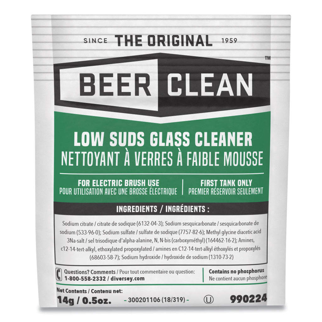 Beer Clean Glass Cleaner, Powder, 0.5 oz Packet, 100/Carton