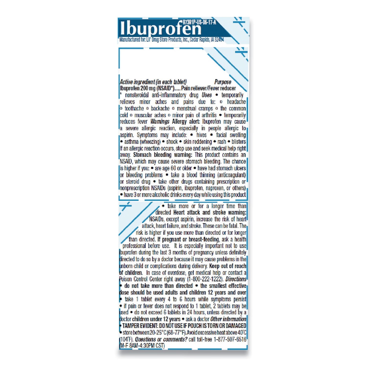 Ibuprofen, 200 mg, Refill Pack, Two Tablets/Packet, 50 Packets/Box