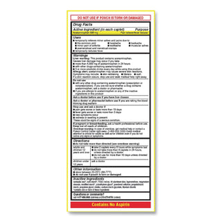 Acetaminophen, 500mg, Extra Strength Caplets, Refill, 2 /Packet, 30 Packets/Box