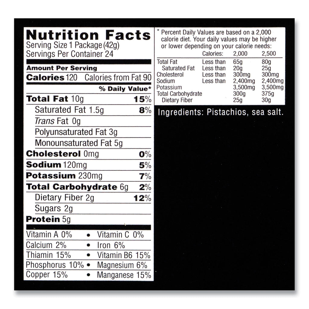 Roasted and Salted Pistachios, 1.5 oz Bag, 24/Pack, Ships in 1-3 Business Days