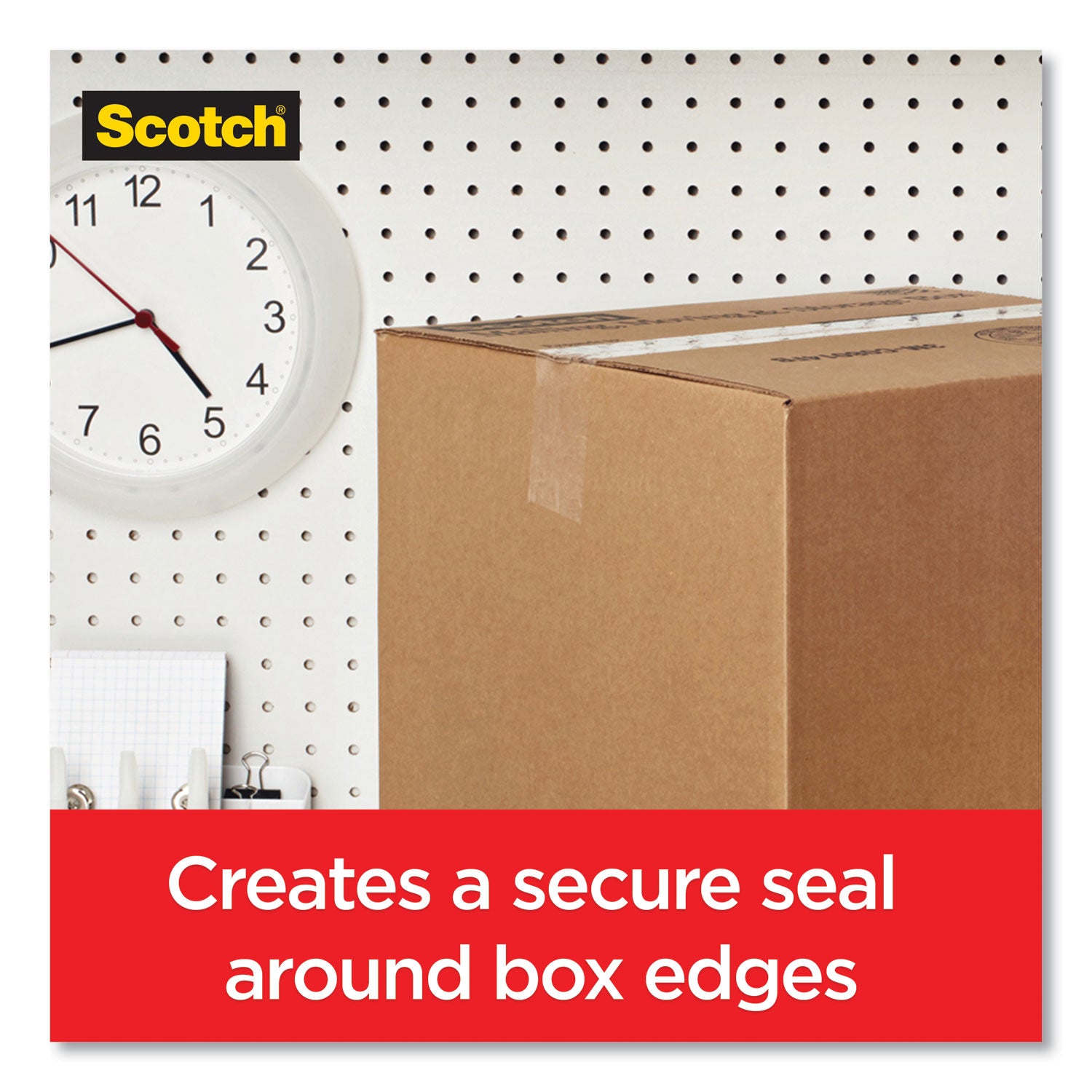 Box Lock Shipping Packaging Tape, 3" Core, 1.88" x 54.6 yds, Clear, 6/Pack