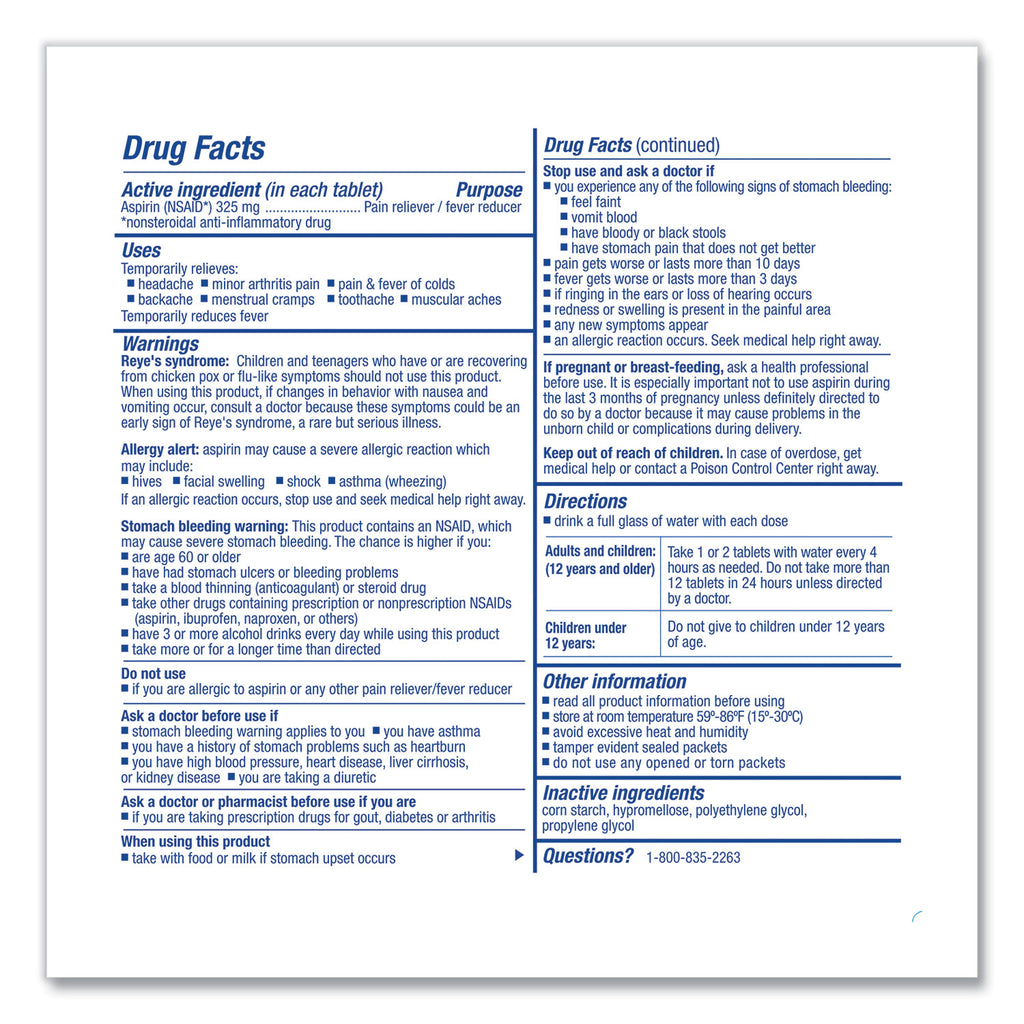 Aspirin Tablets, 250/Box