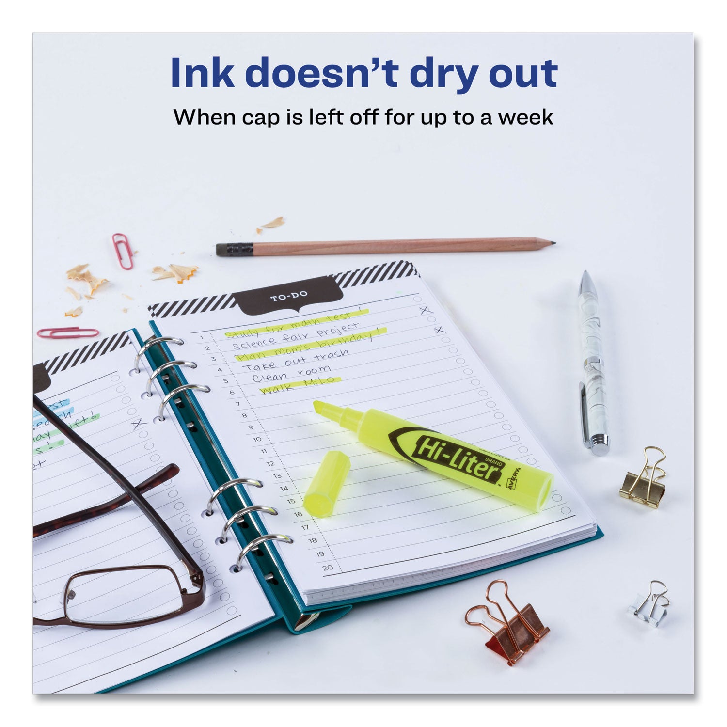 hi-liter-desk-style-highlighters-fluorescent-yellow-ink-chisel-tip-yellow-black-barrel-200-box_ave24130 - 5