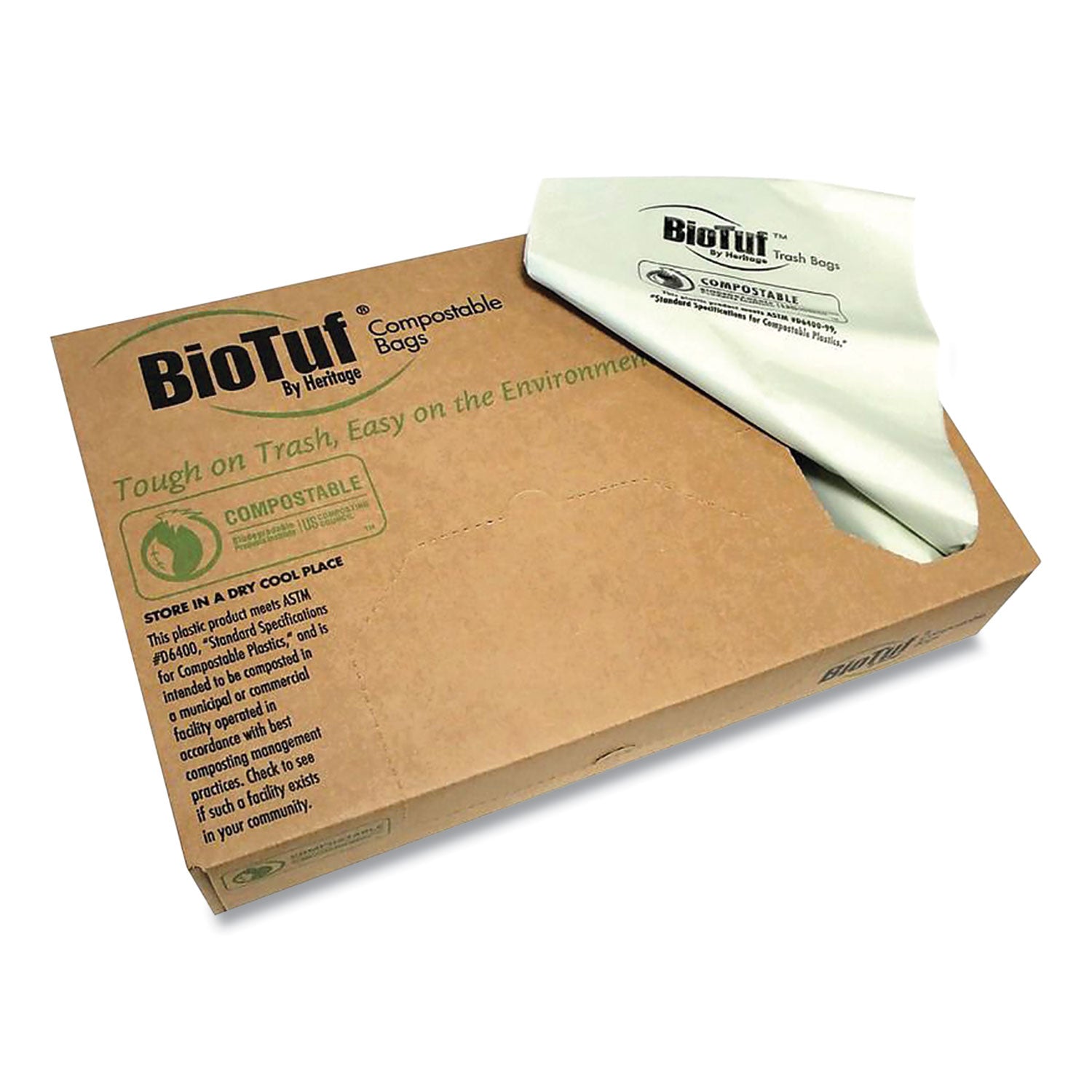 biotuf-compostable-can-liners-30-to-33-gal-09-mil-33-x-39-light-green-25-bags-roll-8-rolls-carton_hery6639ter01 - 1