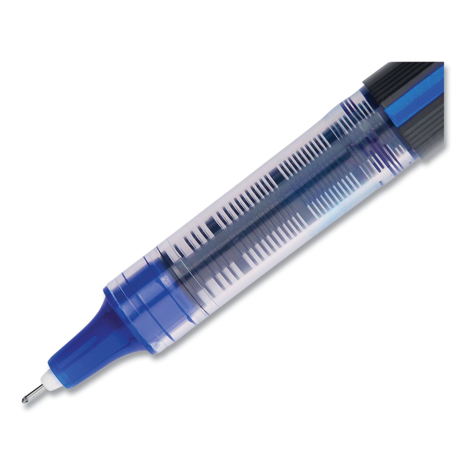 vision-roller-ball-pen-stick-extra-fine-05-mm-blue-ink-black-blue-clear-barrel-12-pack_ubc1734919 - 2