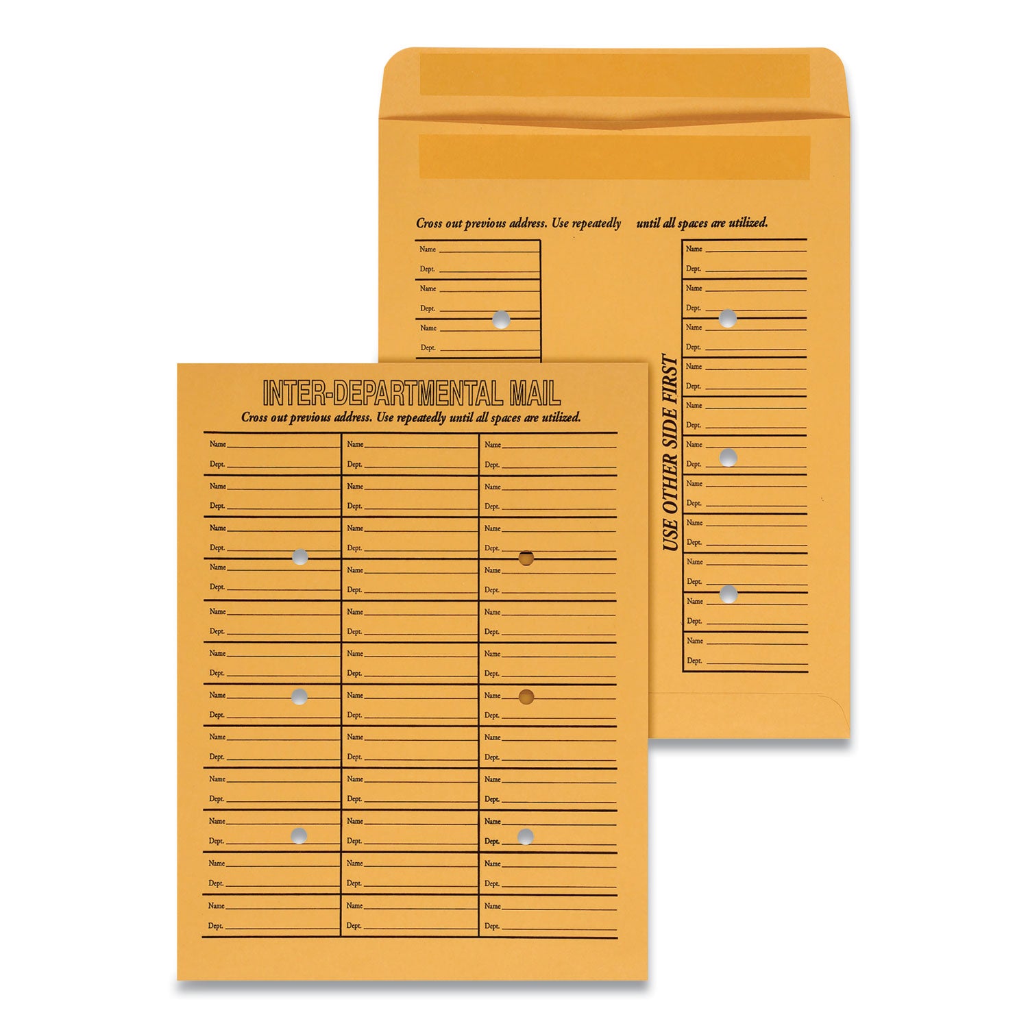 Deluxe Interoffice Press and Seal Envelopes, #97, Two-Sided Three-Column Format, 10 x 13, Brown Kraft, 100/Box - 