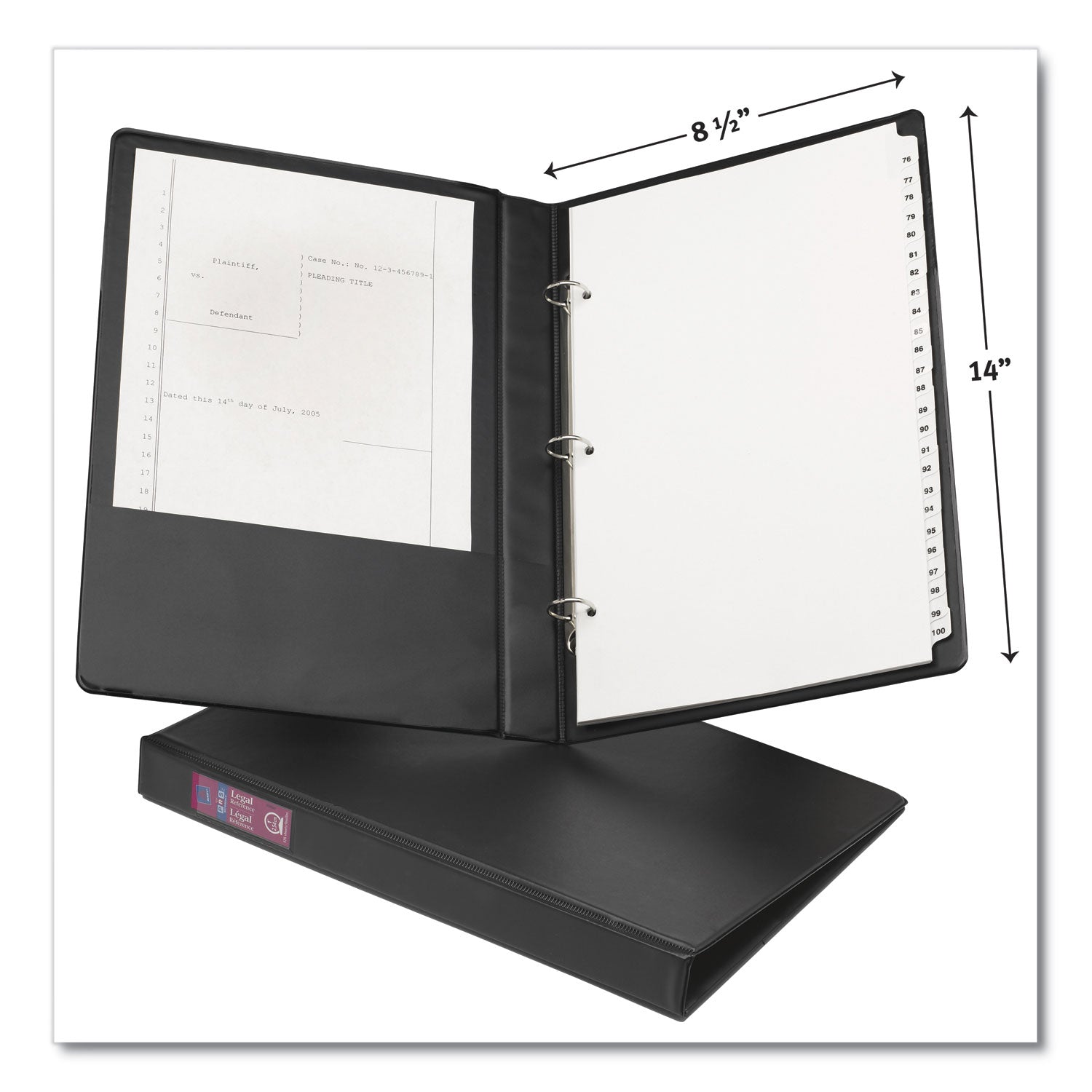 Legal Durable Non-View Binder with Round Rings, 3 Rings, 1" Capacity, 14 x 8.5, Black, (6400) - 