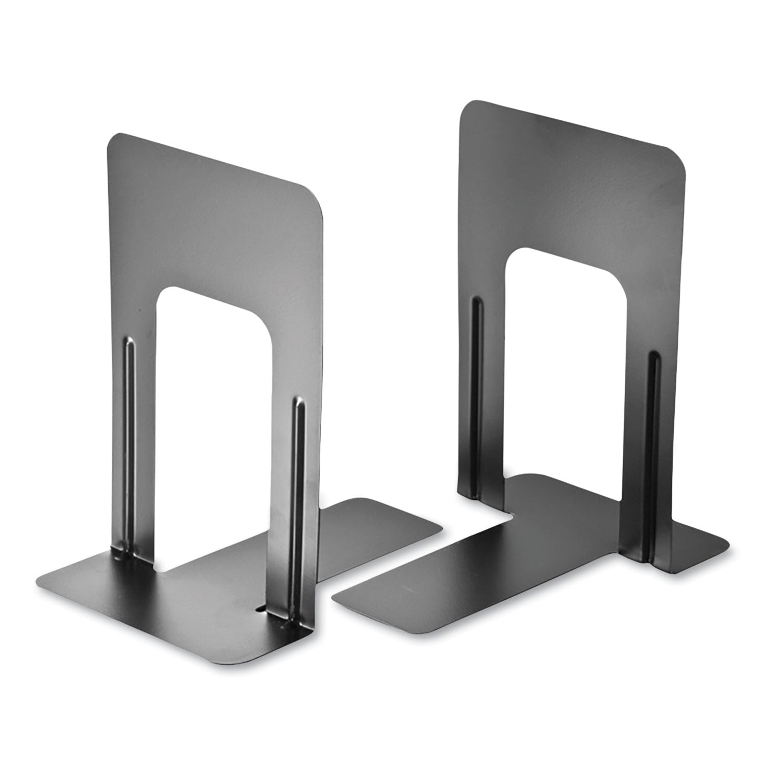 Steel Bookends, Nonskid, 5.88 x 8.25 x 9, Black, 1 Pair - 