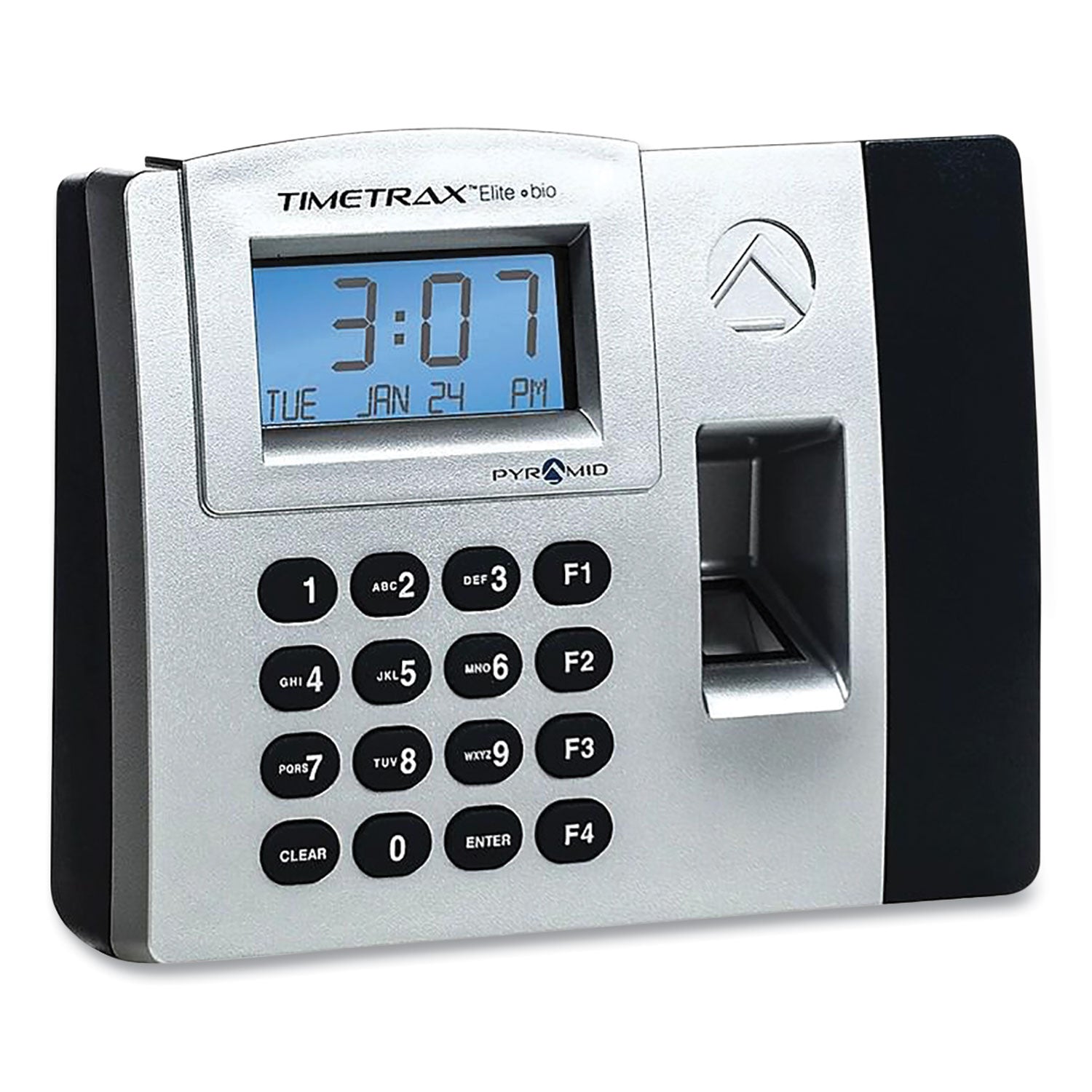 TimeTrax Elite Biometric Time Clock, 50 Employees, Black - 