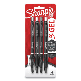 Sharpie S-Gel Pens - Fine Pen Point - 0.5 mm Pen Point Size - Black Gel-based Ink - Black Barrel - 4 / Pack