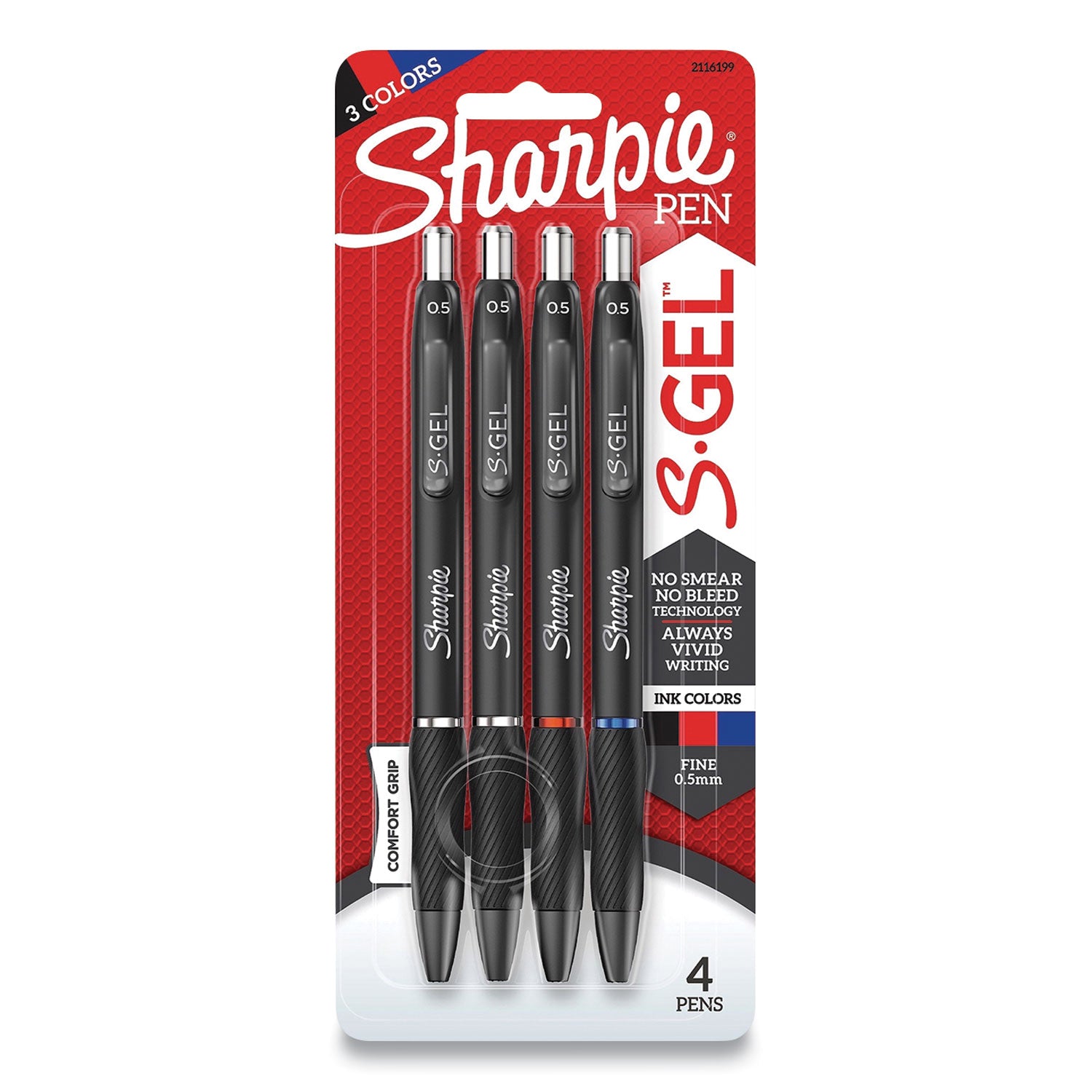 s-gel-high-performance-gel-pen-retractable-fine-05-mm-assorted-ink-colors-black-barrel-4-pack_san2116199 - 1