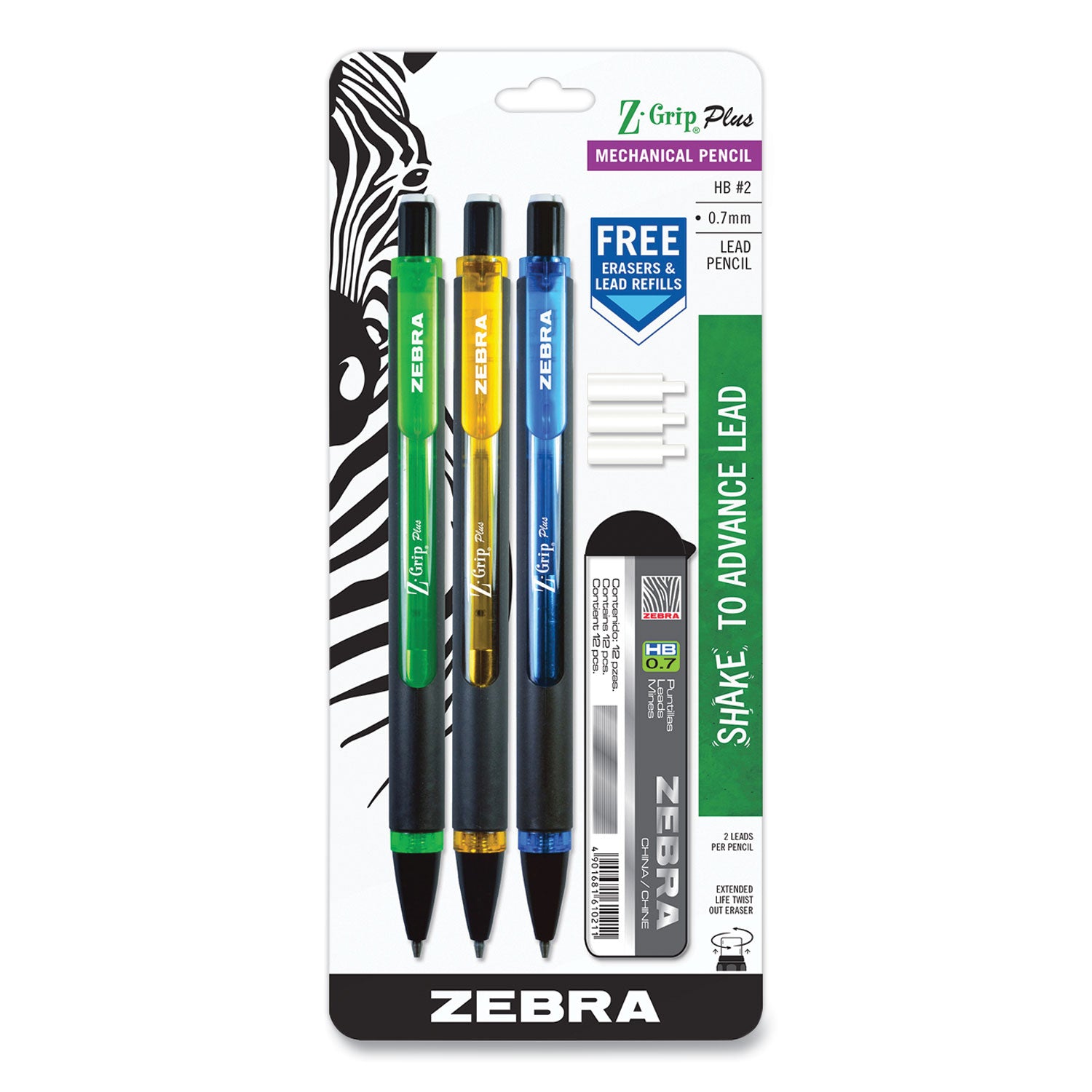 z-grip-plus-mechanical-pencil-07-mm-hb-#2-black-lead-assorted-barrel-colors-3-pack_zeb55403 - 1