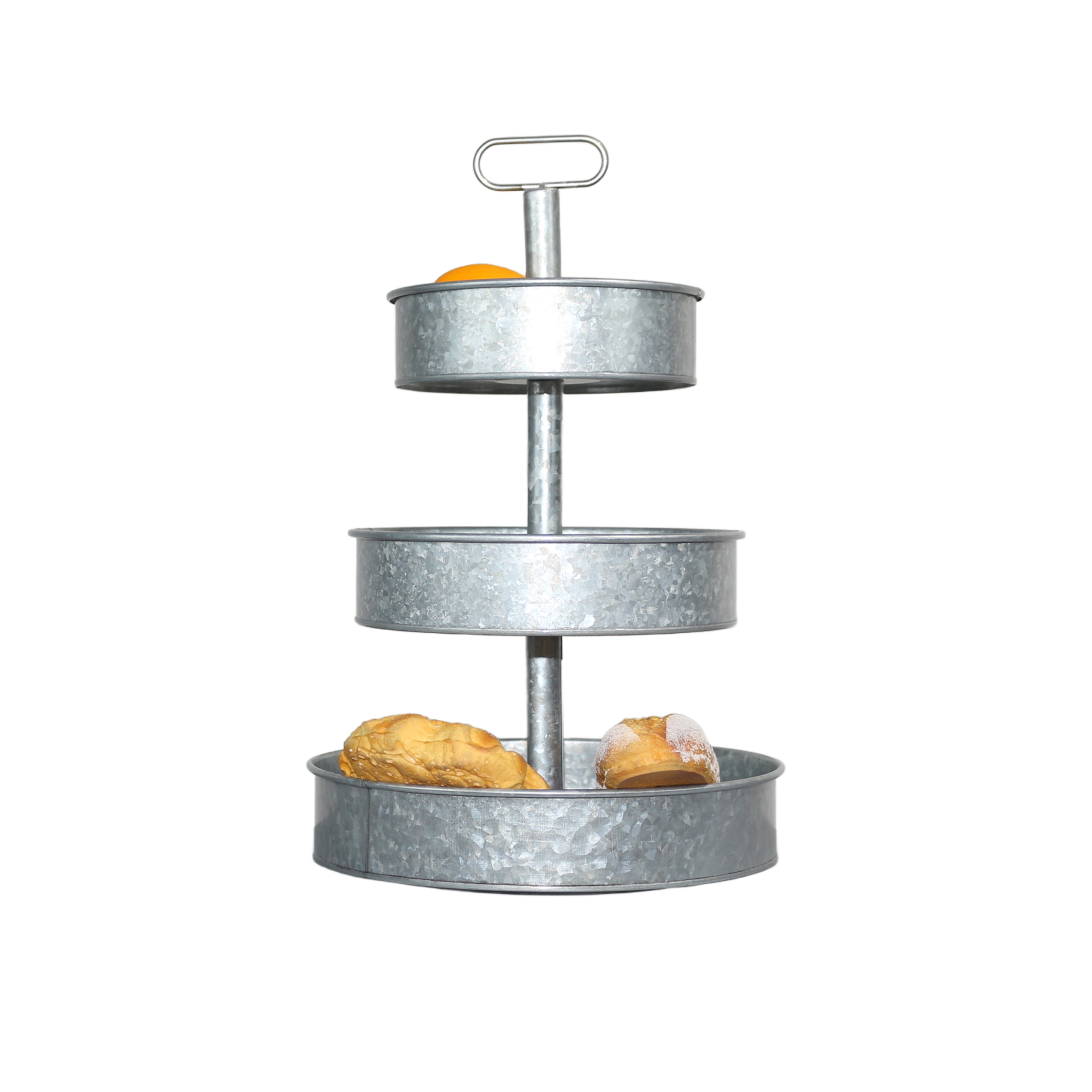 3 Tier Galvanized Metal Round Serving Tray