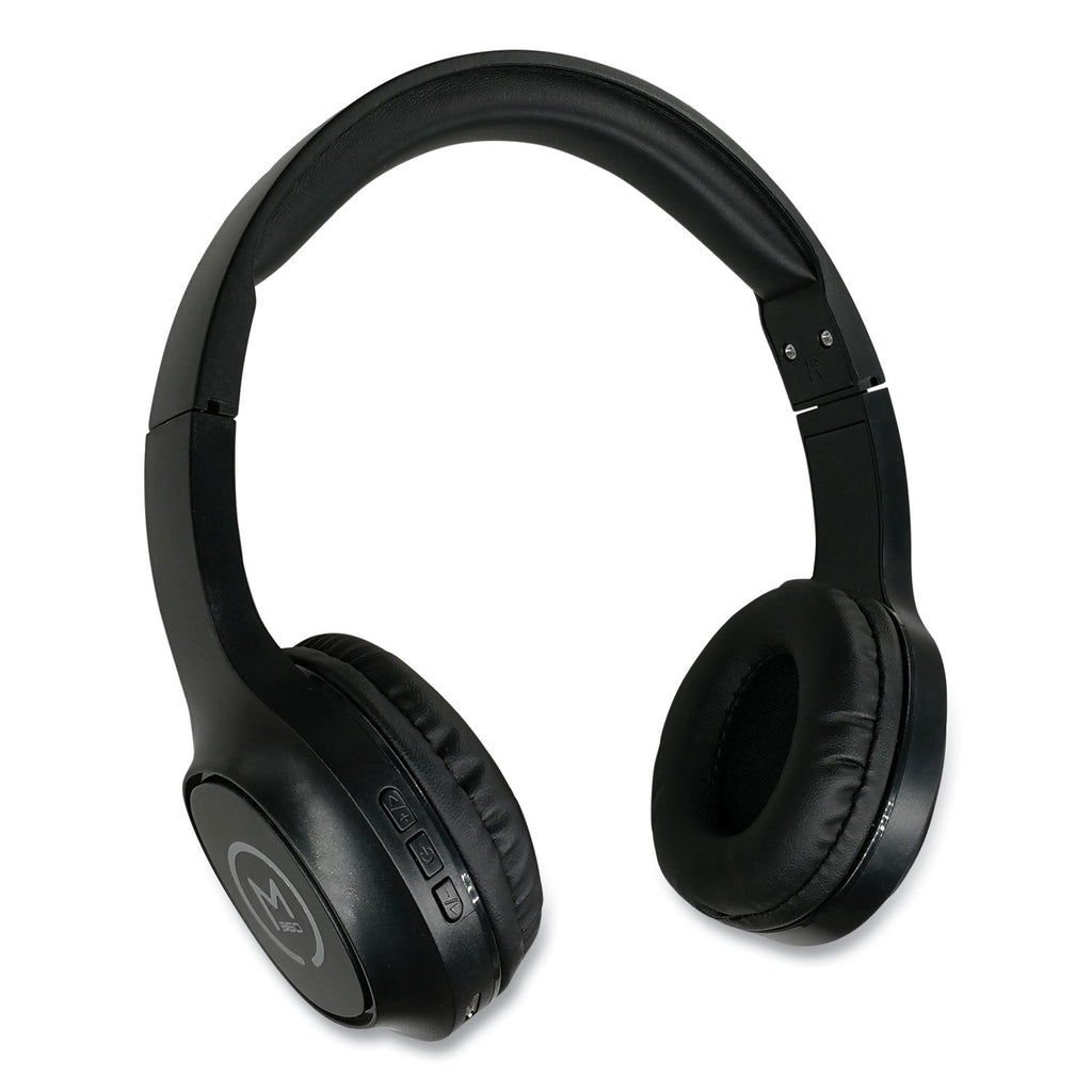 TREMORS Stereo Wireless Headphones with Microphone, 3 ft Cord, Black