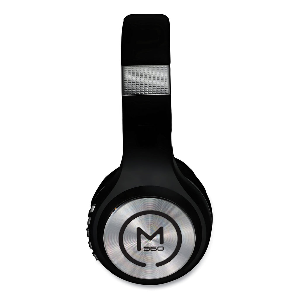 SERENITY Stereo Wireless Headphones with Microphone, 3 ft Cord, Black/Silver