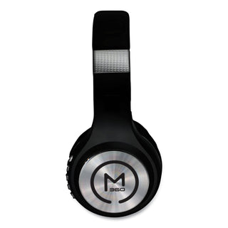 SERENITY Stereo Wireless Headphones with Microphone, 3 ft Cord, Black/Silver