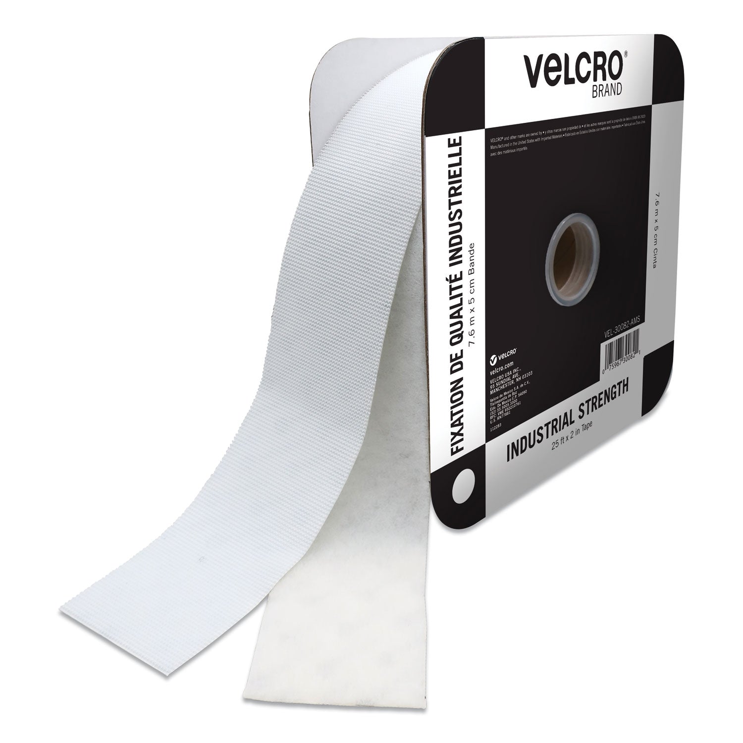 VELCRO Industrial Fastener Tape - 25 ft Length x 2" Width - 1 / Roll - White - 1