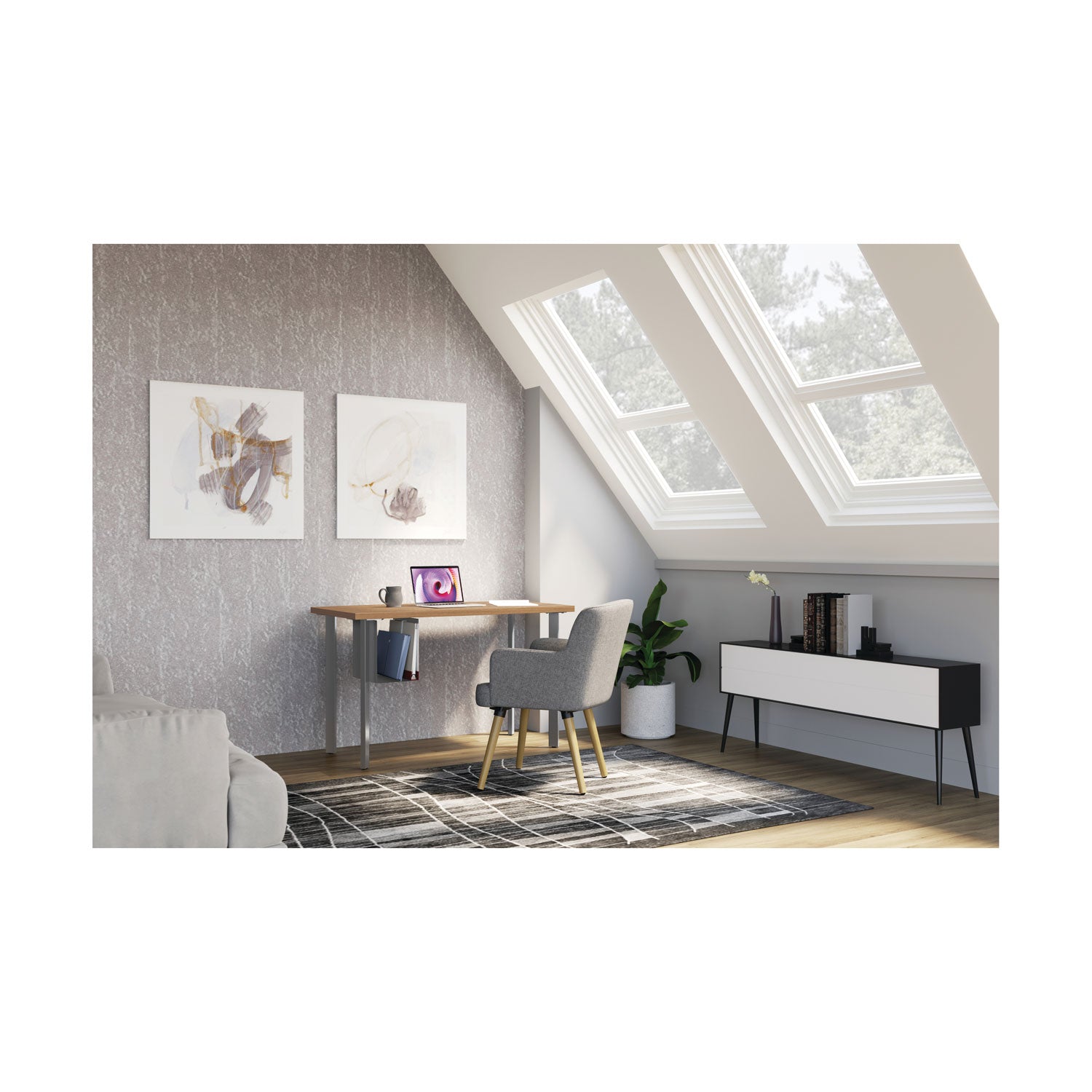 Coze Writing Desk Worksurface, Rectangular, 42" x 24", Natural Recon