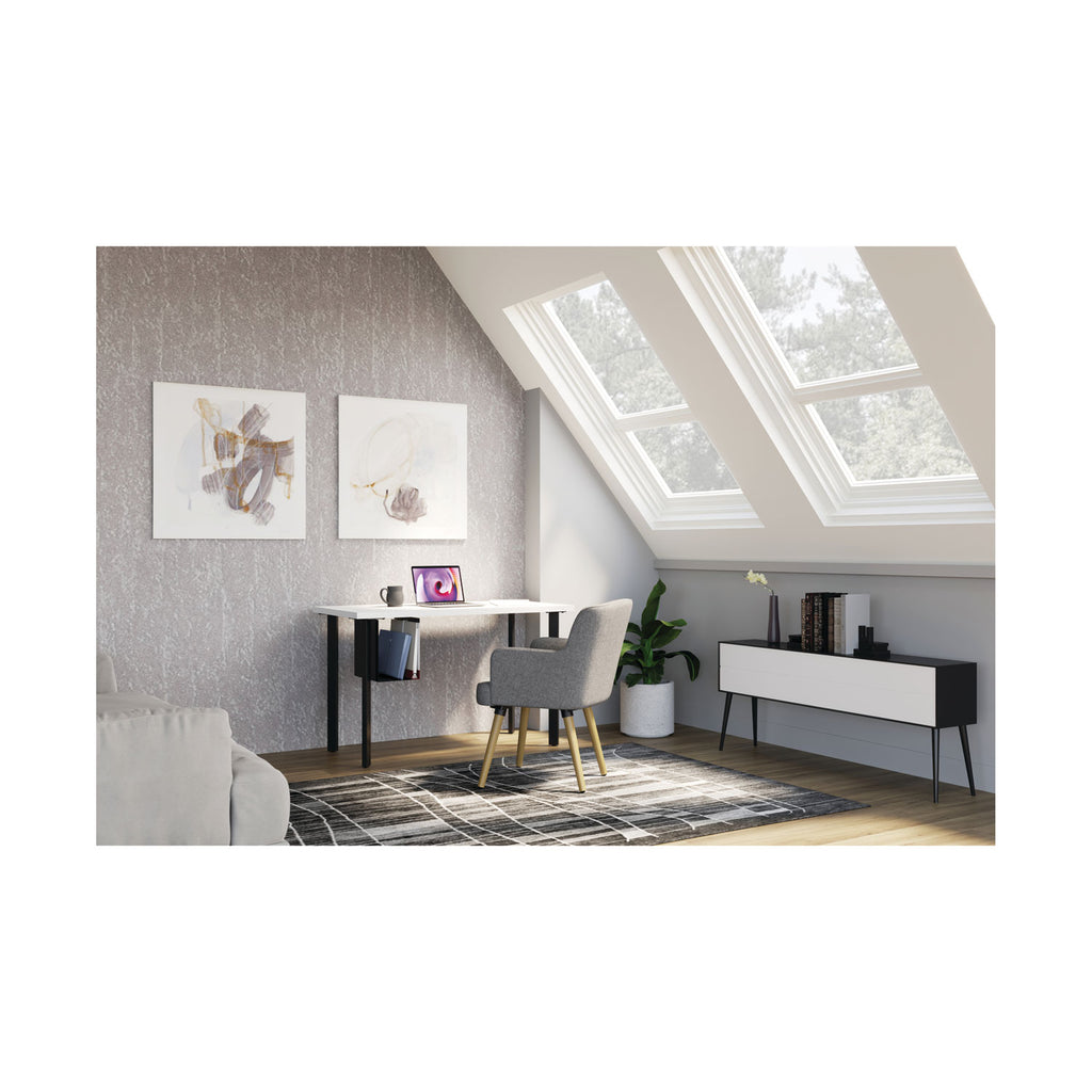 Coze Writing Desk Post Legs with U-Storage Compartment, 5.75" x 28", Designer White, 4 Legs/Set