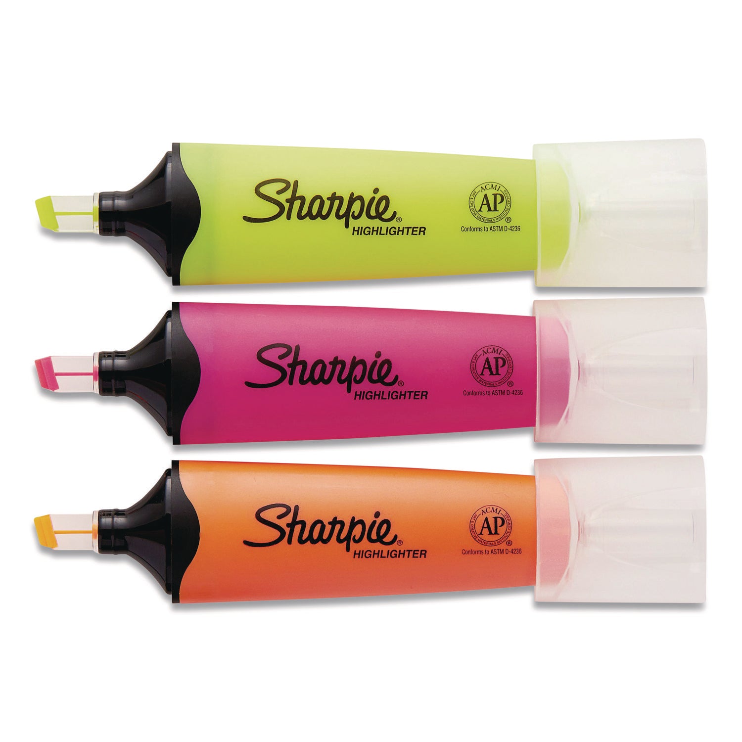 Clearview Tank-Style Highlighter, Assorted Ink Colors, Chisel Tip, Assorted Barrel Colors, 3/Pack