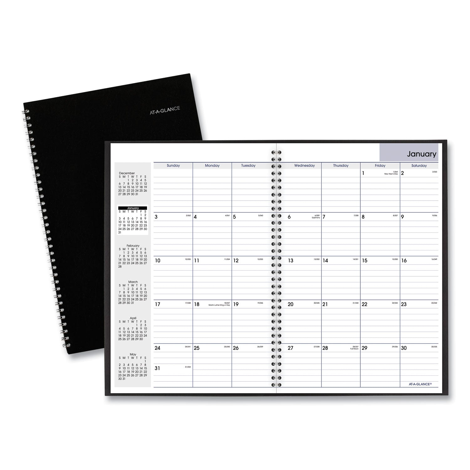 DayMinder Monthly Planner, Ruled Blocks, 12 x 8, Black Cover, 14-Month (Dec to Jan): 2023 to 2025 - 