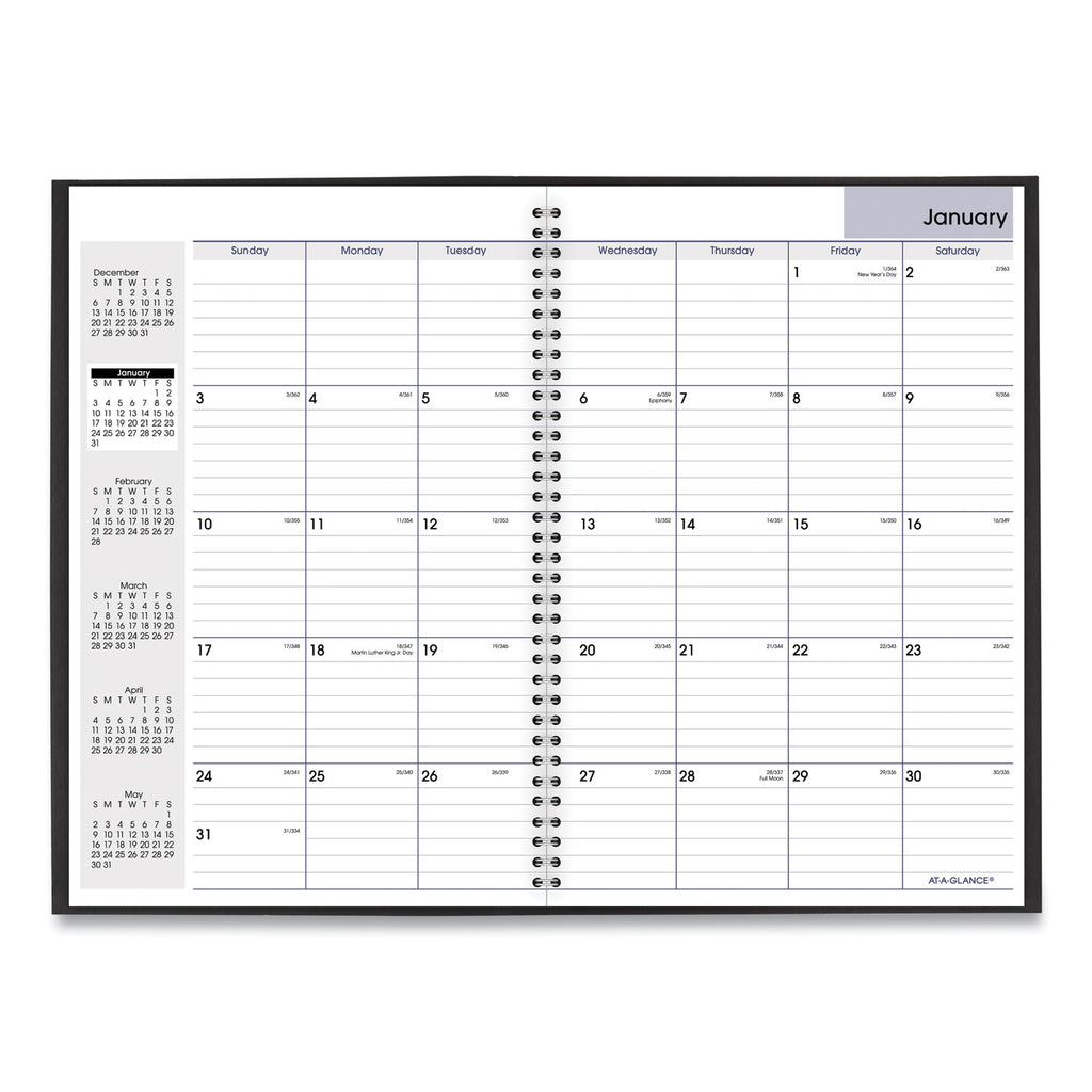 DayMinder Monthly Planner, Ruled Blocks, 12 x 8, Black Cover, 14-Month (Dec to Jan): 2023 to 2025