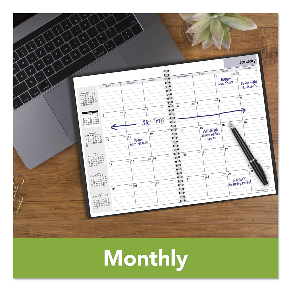 DayMinder Monthly Planner, Ruled Blocks, 12 x 8, Black Cover, 14-Month (Dec to Jan): 2023 to 2025