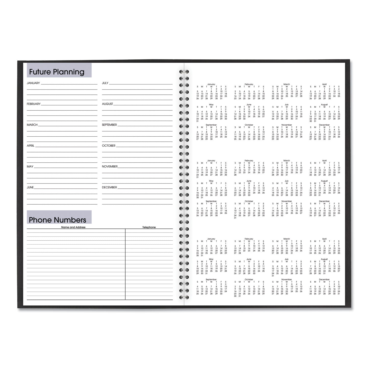 DayMinder Monthly Planner, Ruled Blocks, 12 x 8, Black Cover, 14-Month (Dec to Jan): 2023 to 2025 - 