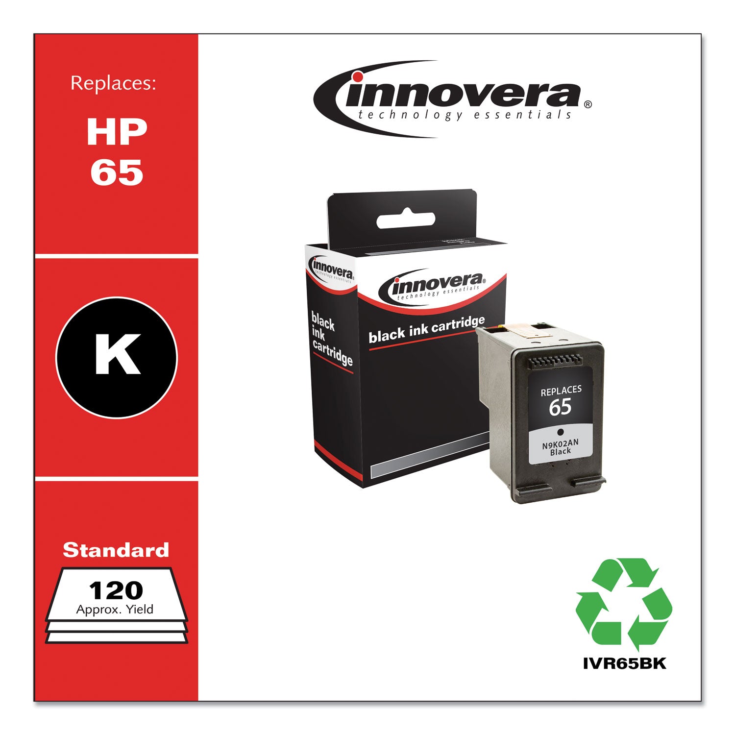 Remanufactured Black Ink, Replacement for 65 (N9K02AN), 120 Page-Yield