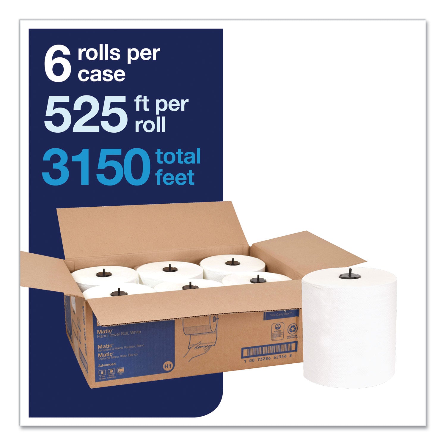 advanced-matic-hand-towel-roll-2-ply-77-x-525-ft-white-643-roll-6-rolls-carton_trk290092a - 3