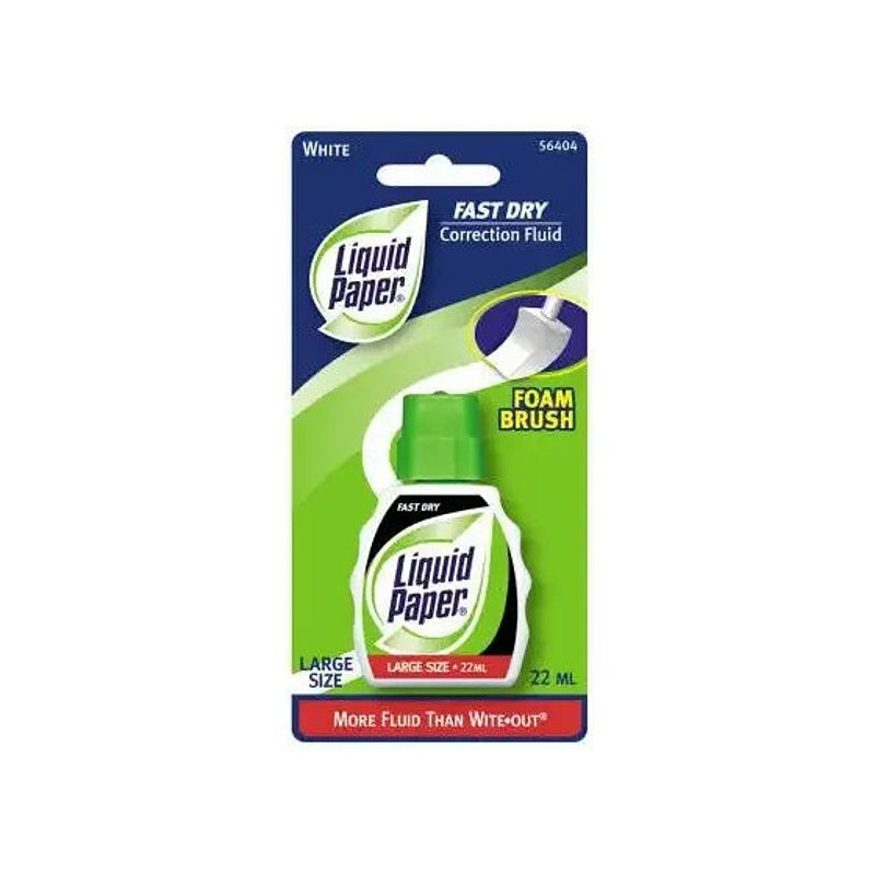 Paper Mate Liquid Paper Correction Fluid - Foam 21.88 mL - White - Spill Resistant, Fast-drying - 1 Each
