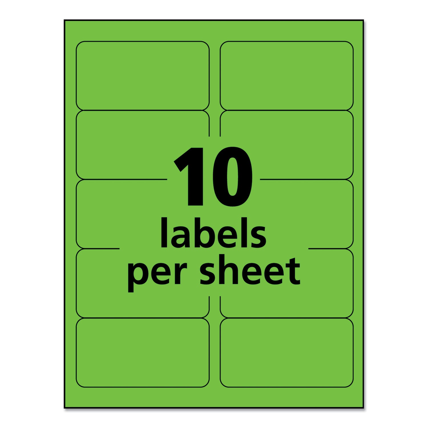 High-Visibility Permanent Laser ID Labels, 2 x 4, Neon Green, 1000/Box - 