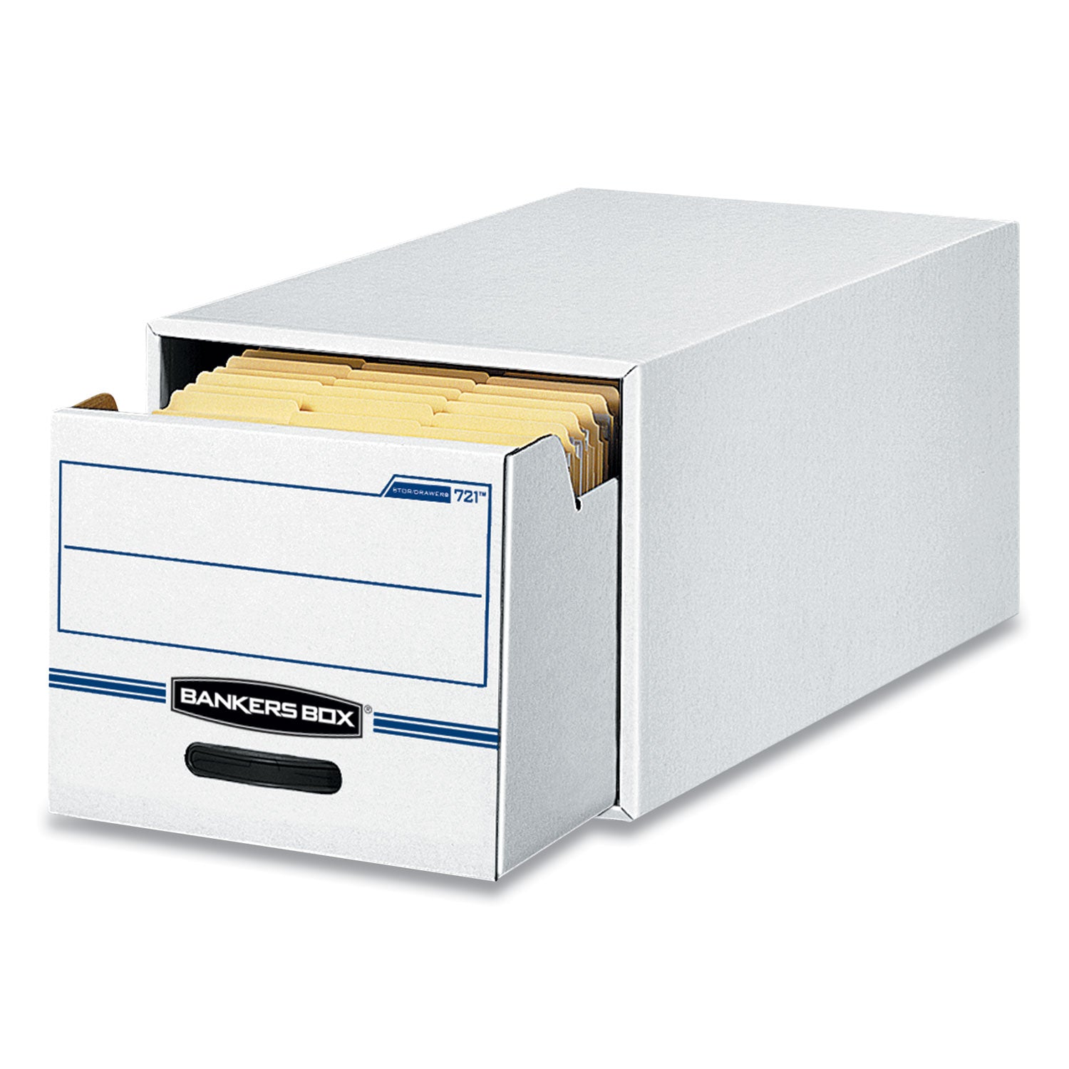 STOR/DRAWER Basic Space-Savings Storage Drawers, Letter Files, 14" x 25.5" x 11.5", White/Blue, 6/Carton - 