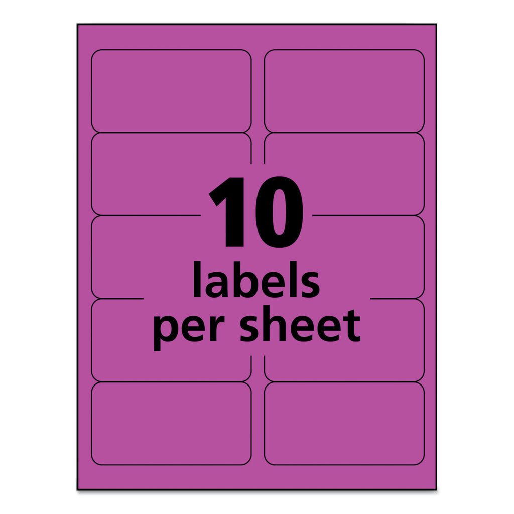 High-Visibility Permanent Laser ID Labels, 2 x 4, Neon Magenta, 1000/Box