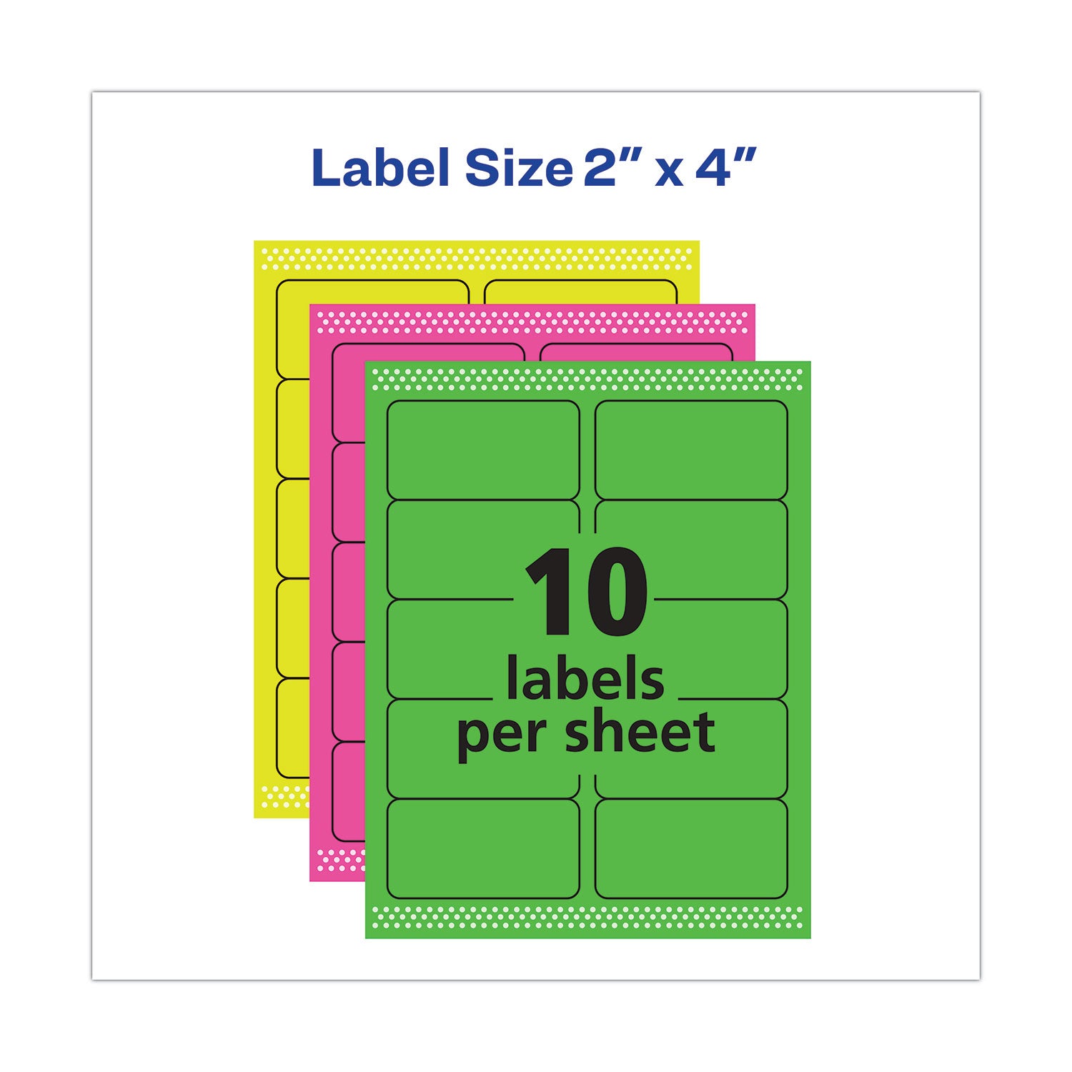 High-Visibility Permanent Laser ID Labels, 2 x 4, Neon Assorted, 500/Pack - 