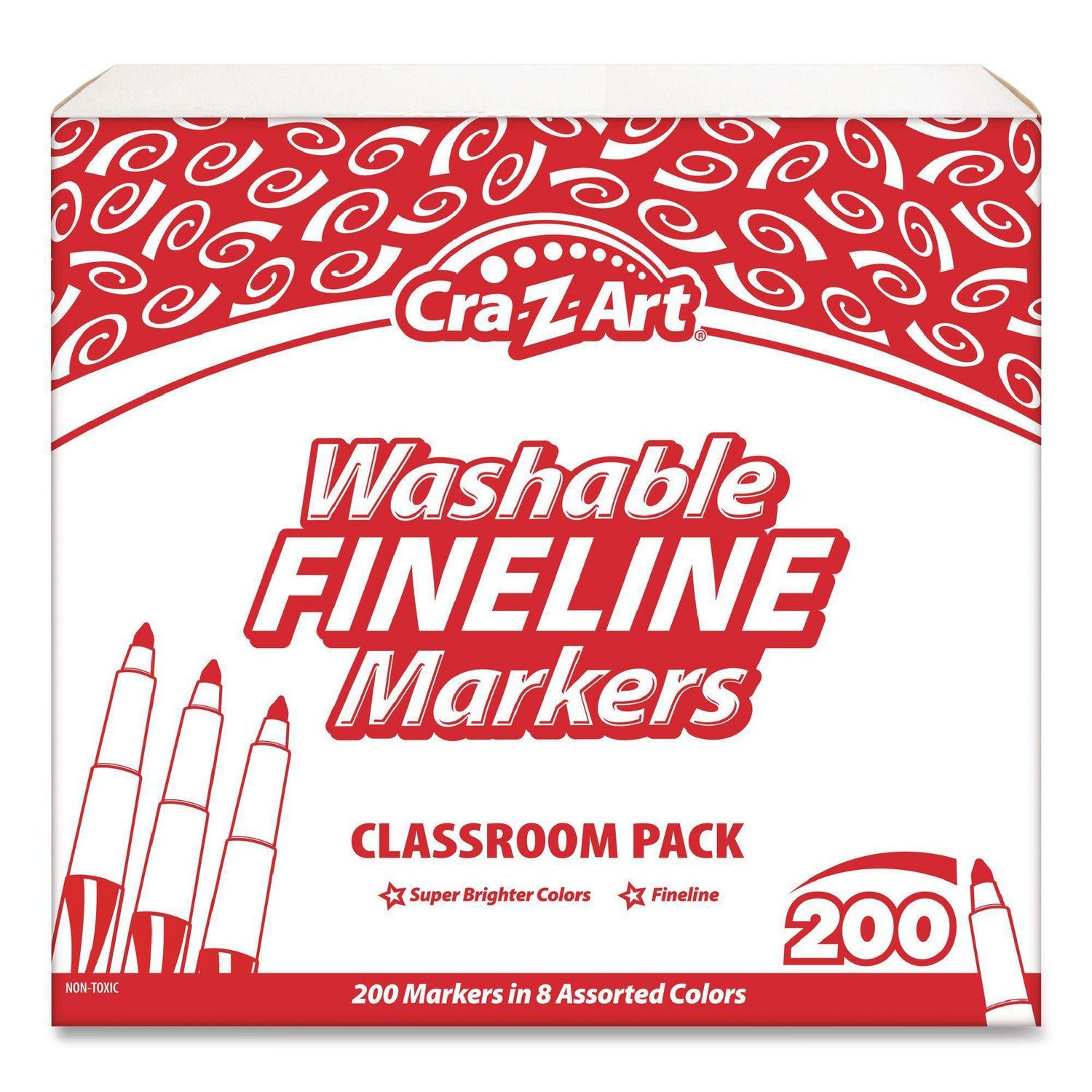 Washable Fineline Markers Classpack, Fine Bullet Tip, Eight Assorted Colors, 200/Set - 1