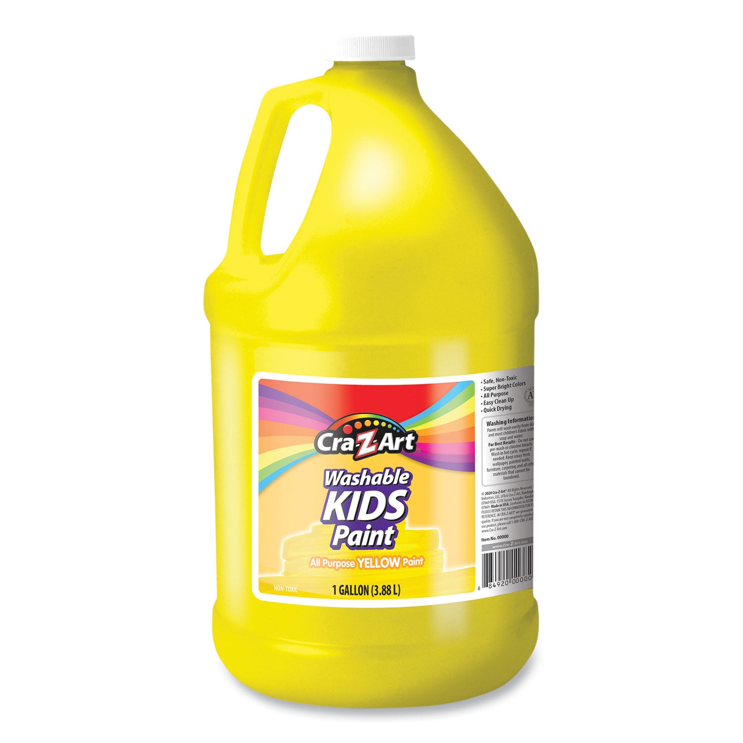 Washable Kids Paint, Yellow, 1 gal Bottle - 1