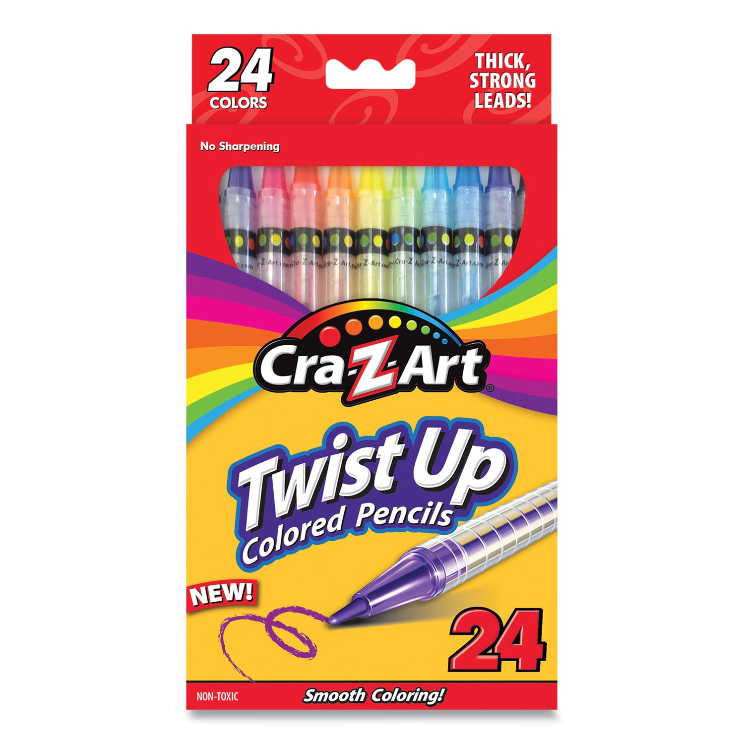 Twist Up Colored Pencils, 24 Assorted Lead Colors, Clear Barrel, 24/Set - 1