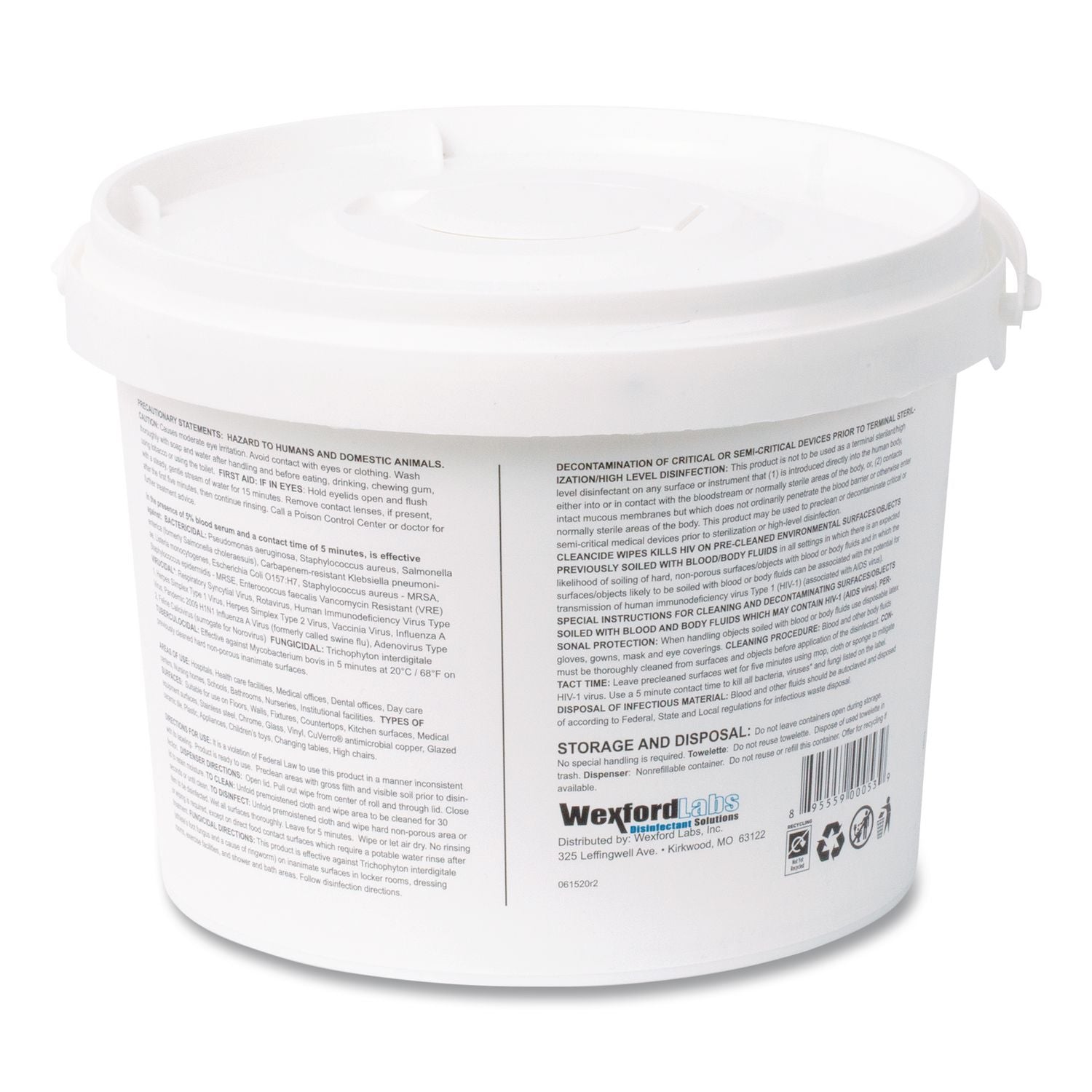 CleanCide Disinfecting Wipes, 1-Ply, 8 x 5.5, Fresh Scent, White, 400/Tub