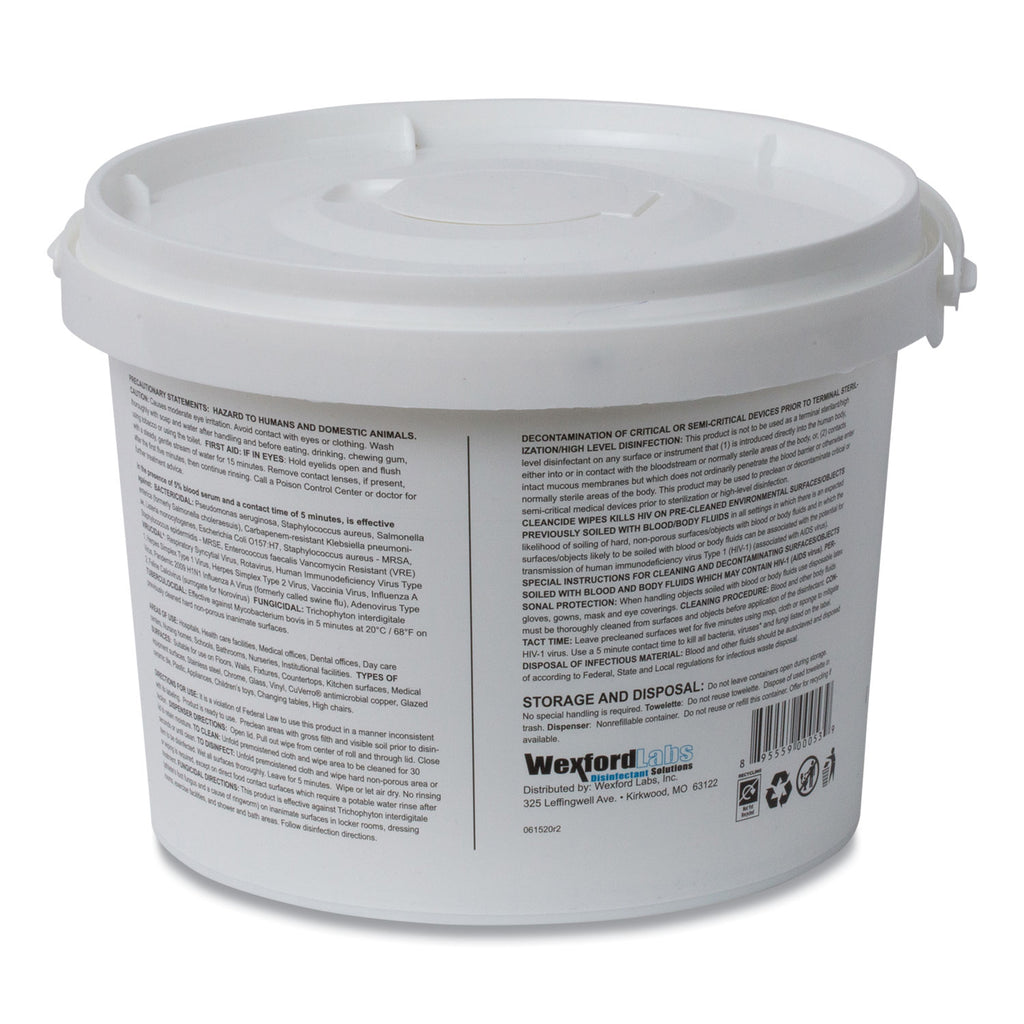 CleanCide Disinfecting Wipes, 1-Ply, 8 x 5.5, Fresh Scent, White, 400/Tub, 4 Tubs/Carton